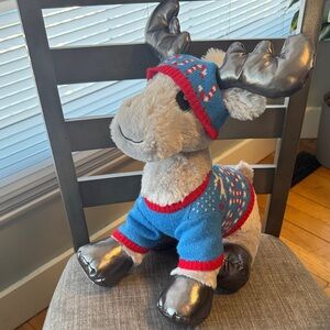 Build a Bear Silver Grey Moose plush in sweater